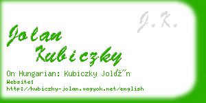 jolan kubiczky business card
